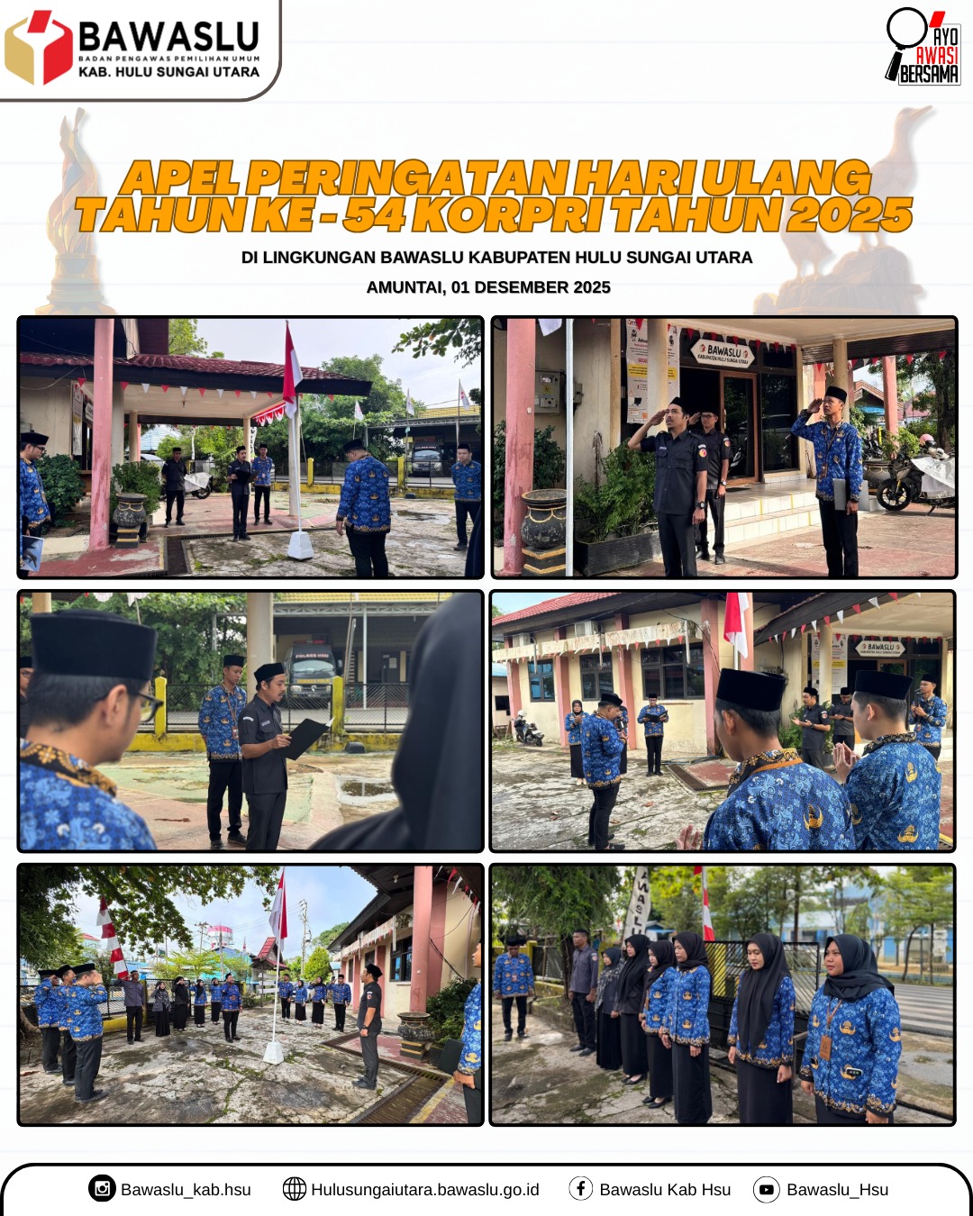 Bawaslu HSU Gelar Apel Peringatan HUT ke-54 KORPRI Tahun 2025