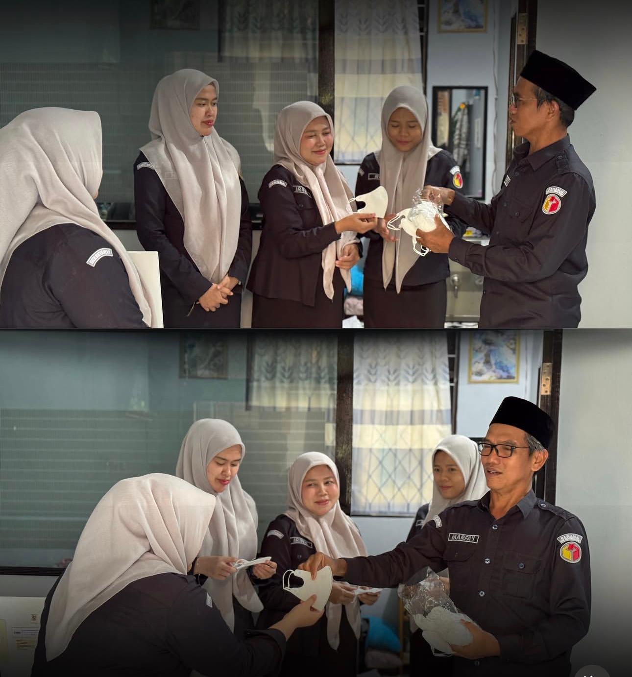 Ketua Bawaslu HSU bagikan Masker kepada Jajaran Staf Sekretariat Bawaslu HSU