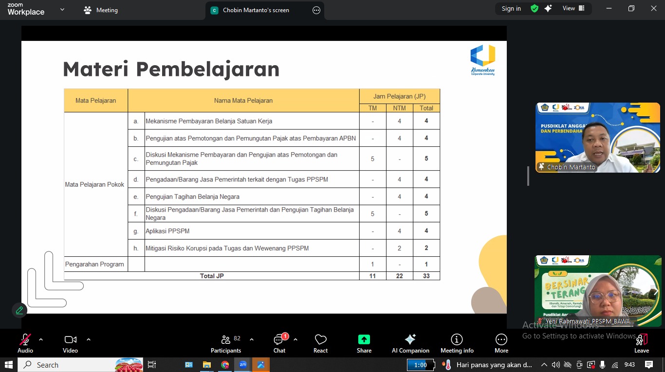 Perkuat Tata Kelola Keuangan Negara, Bawaslu Ikuti Pelatihan Jarak Jauh PPSPM